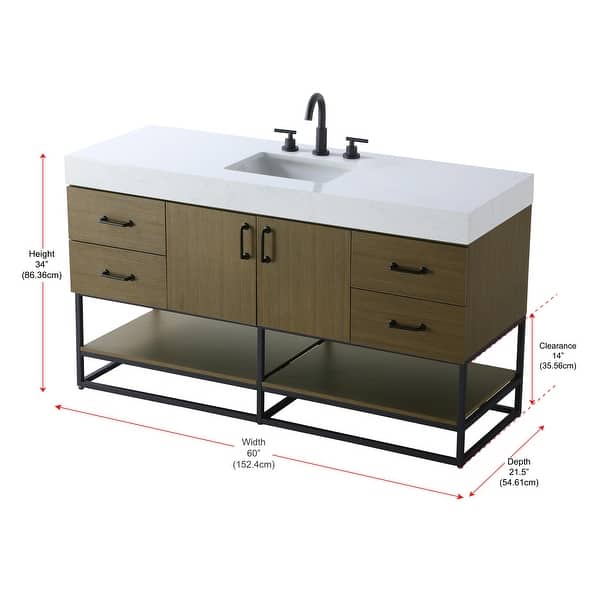 dimension image slide 7 of 12, Lennox 48 - 60 Inch Single Bathroom Vanity