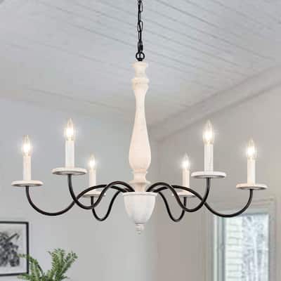 6-Light Rustic Farmhouse Chandelier Light for Bedroom Foyer Living Room