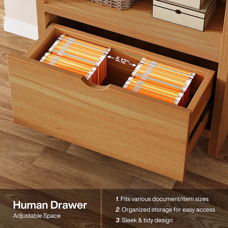 4-Tier Tall Storage Cabinet with Drawer and Light, Rustic Brown - 31.5"L x 13.78"W x 70.87"H