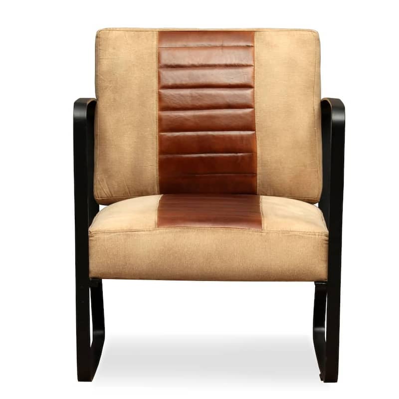 vidaXL Sofa Single Sofa Chair with Metal Frame for Living Room Genuine Leather - 23.6" x 25.2" x 29.1"