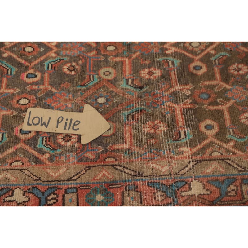 Hand Knotted Oriental 100% Wool Carpet Traditional Geometric Greys & Charcoal Mahal Runner Rug - 9' 7'' X 3' 3''