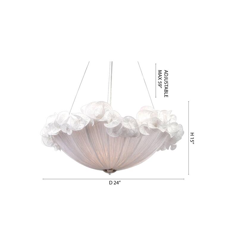 5-Light White Fabric Lighting Fixture