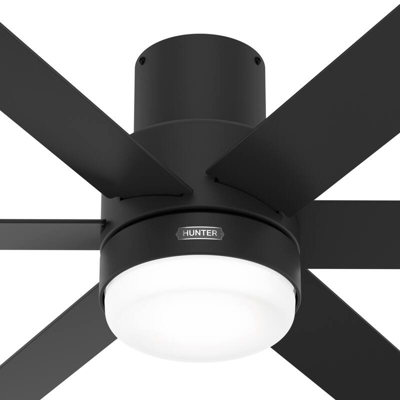 Hunter Mathers Low Profile Ceiling Fan with LED Light, Handheld Remote Modern Contemporary, Transitional