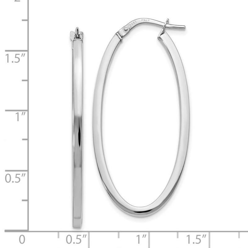 Curata 10k Yellow or White Gold 41x6mm Polished Long Oval Hinged Hoop Earrings