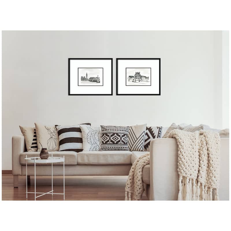 Kate and Laurel Vintage Postcard London & Paris 2 Piece Framed Wall Art Print Set by Teju Reval