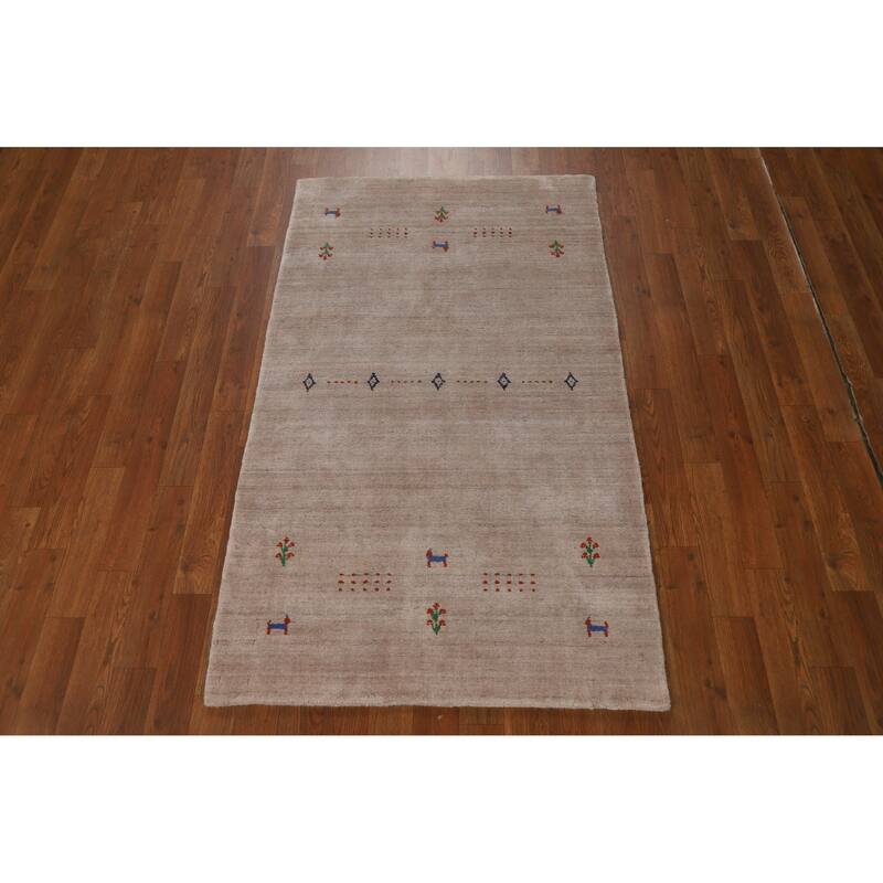 Modern Gabbeh Indian Foyer Rug Handmade Silk Carpet - 2'10"x 4'11"