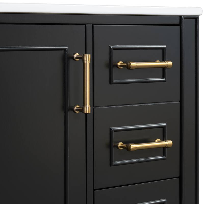 30" Bathroom Vanity with Ceramic Sink Combo, Soft-Close Door Bathroom Storage Cabinet with 3 Drawers