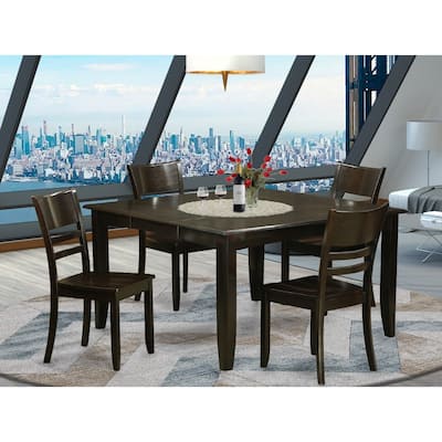 HomeStock 5-Piece Square Cappuccino Finish Solid Wood Top Dining table with 4 Chairs
