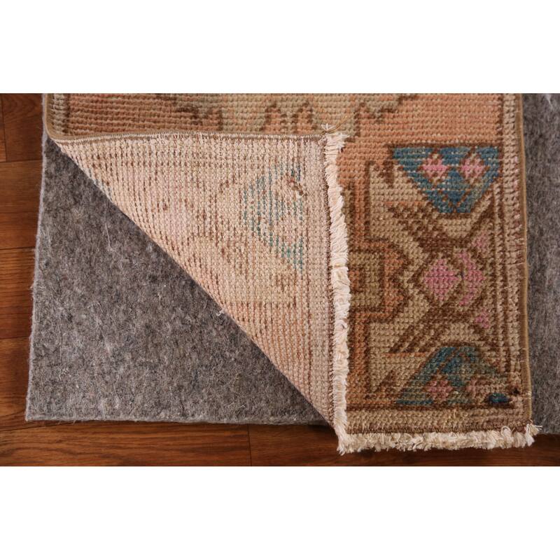 Hand Knotted Oriental 100% Wool Carpet Transitional Tribal Oranges & Rust Anatolian Area Rug - 3' 0'' X 1' 6''