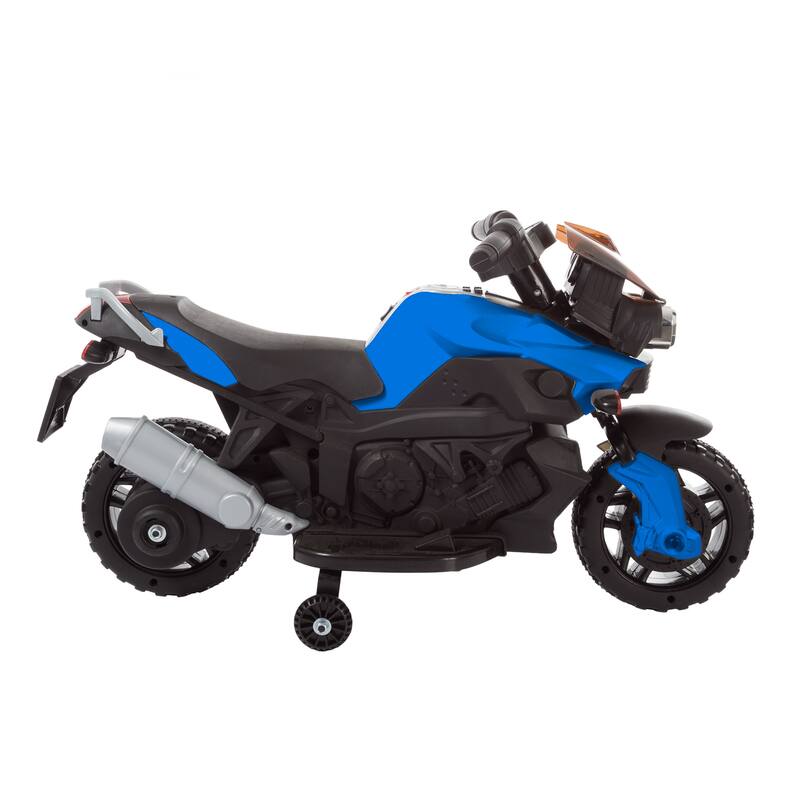 Lil' Rider Kids Electric Motorcycle with Training Wheels - Age 3-6 - N/A - Blue