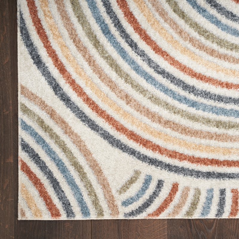 Nourison Astra Machine Washable All-over Design Area Rug - 5' 3" x 7' - Multicolor