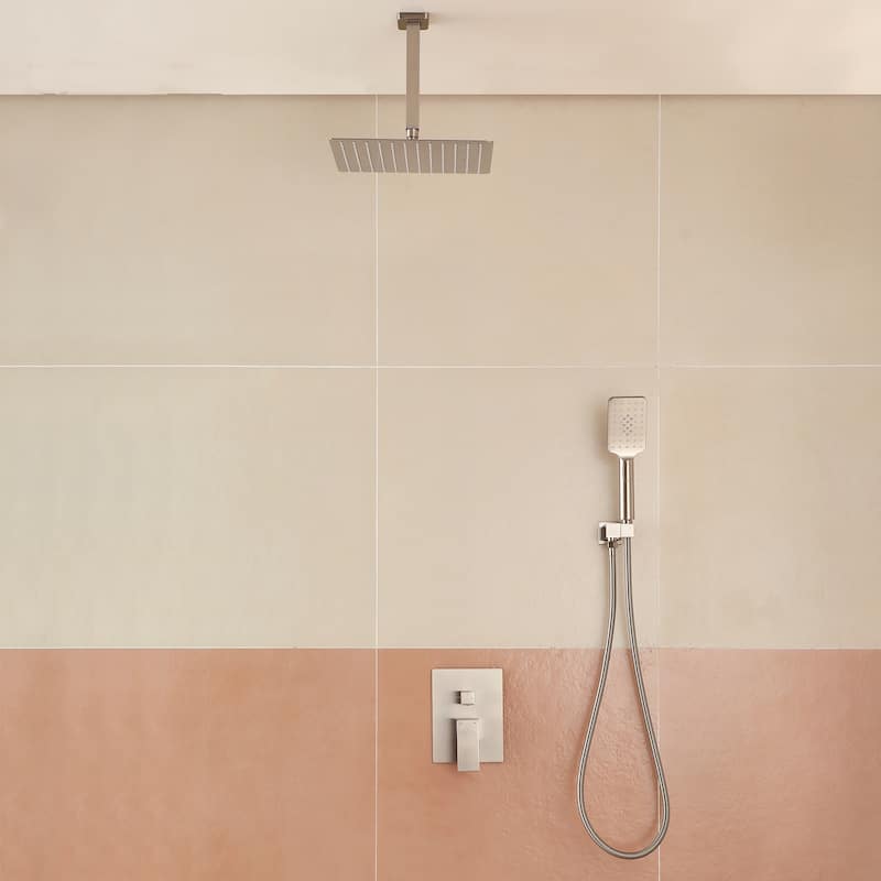 3-Spray Patterns 12 in. Ceiling Mount Pressure Balance Dual Shower Heads