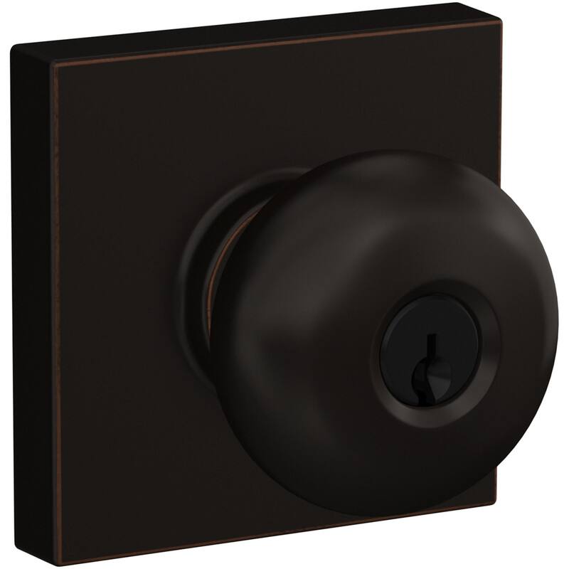 Schlage Plymouth Keyed Entry Single Cylinder Door Knob Set with - Aged Bronze