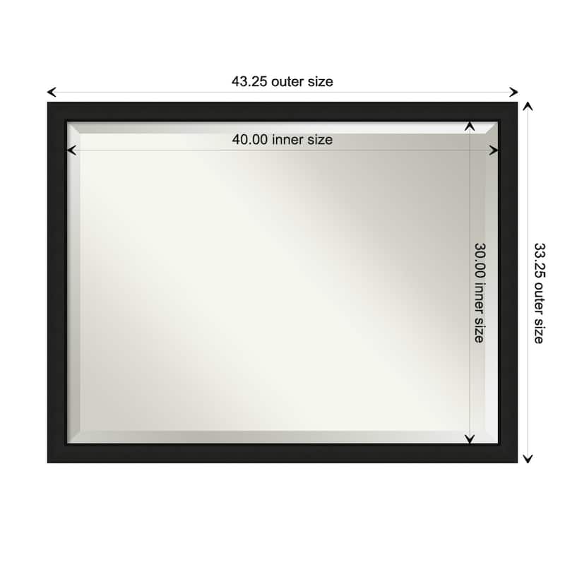 Midnight Black Narrow Beveled Wood Framed Bathroom Vanity Wall Mirror - Midnight Black Narrow - Glass Size 40x30