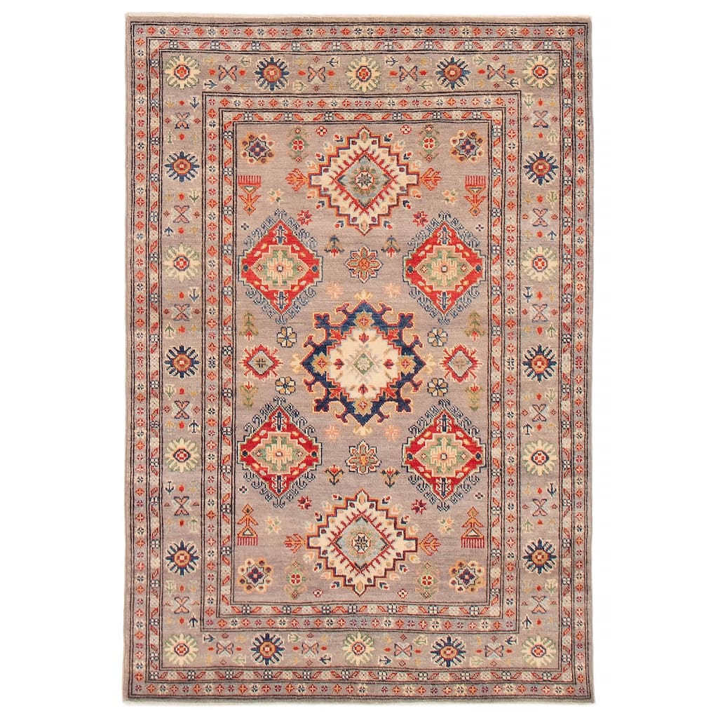 ECARPETGALLERY Hand-knotted Uzbek Ghazni Grey Wool Rug - 4'0 x 5'10