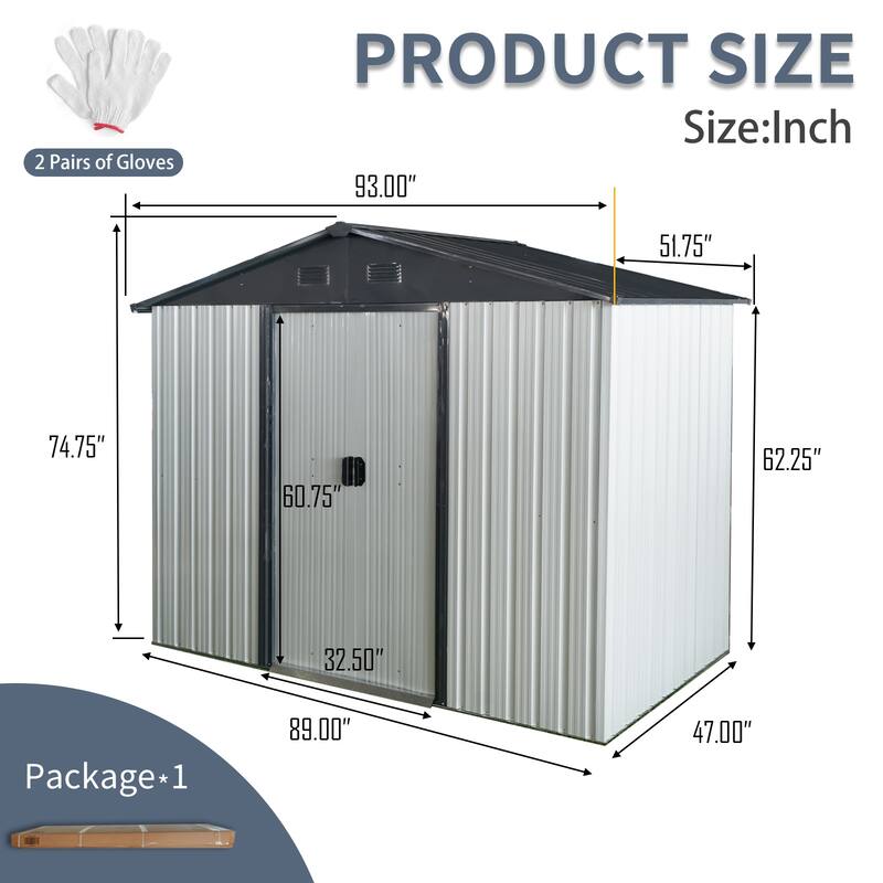 Waterproof Garden Shed Tool Shed Pet Shed Rust-resistant Metal Storage Shed with Lockable Sliding Door