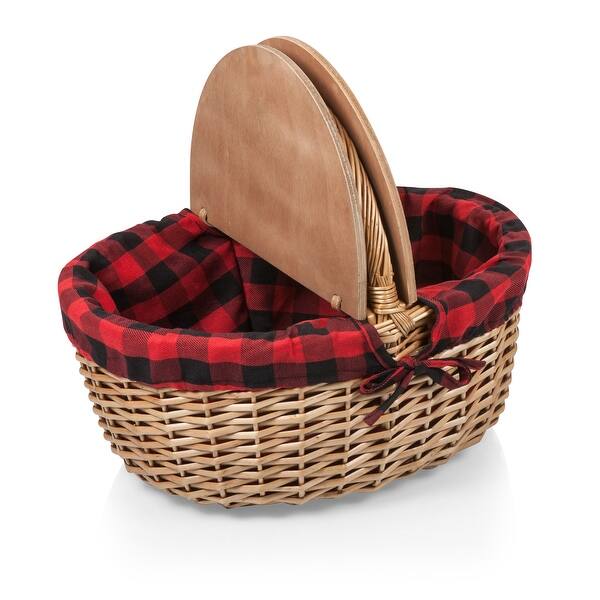 slide 2 of 14, Picnic Time - Country Willow Picnic Basket - N/A Red and Black
