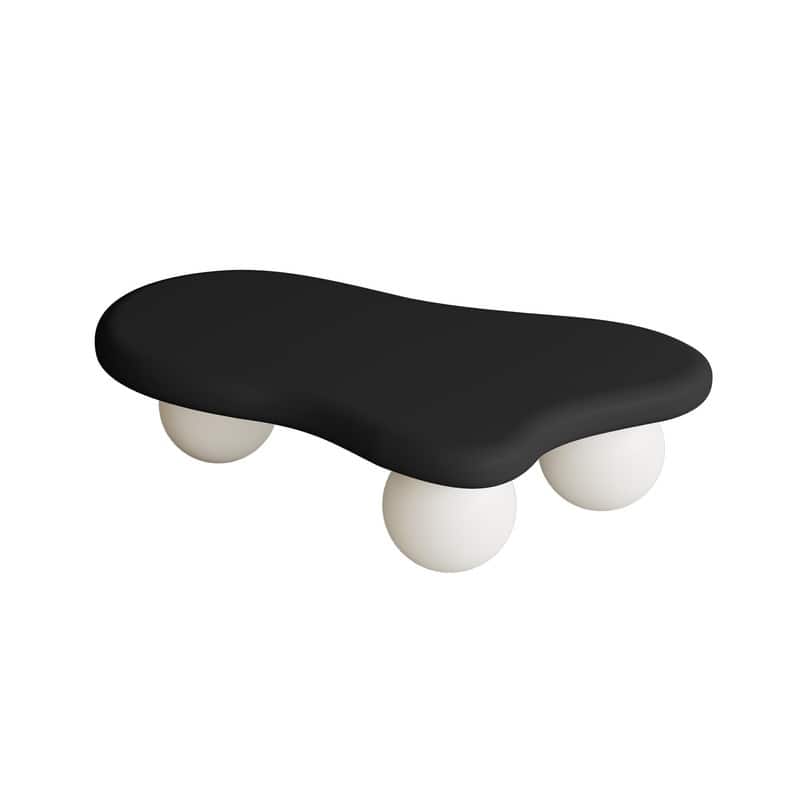 47 Inch Cloud Shaped Coffee Table with 3 Ball Legs for Living Room