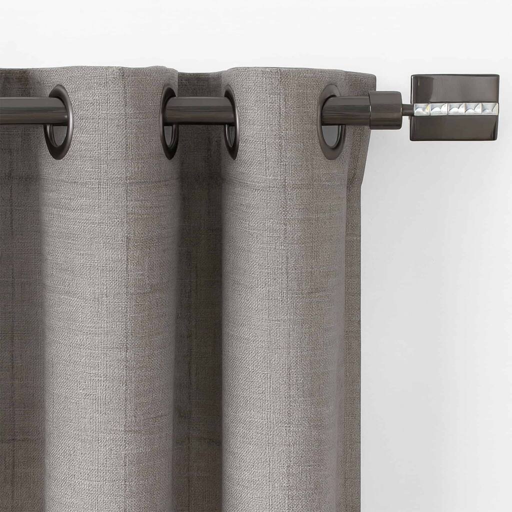 Adjustable Single Curtain Rod 50"-82" with Faceted Finials and Brackets - 50" to 82" L x 5/8" D