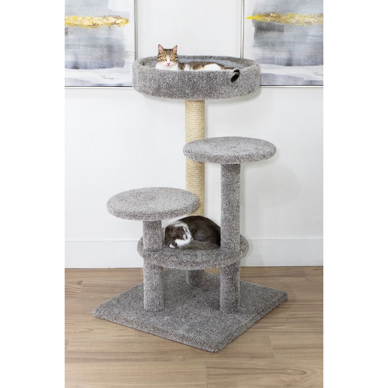 Extra Large Cat Perch Tower with Wide Top Platform, Sisal Scratch Posts and Solid Stable Base