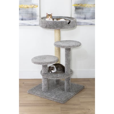 Extra Large Cat Perch Tower with Wide Top Platform, Sisal Scratch Posts and Solid Stable Base