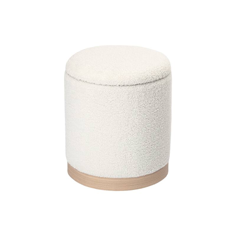 Adeco Velvet Round Storage Stool Gold Plating Base Storage Ottoman