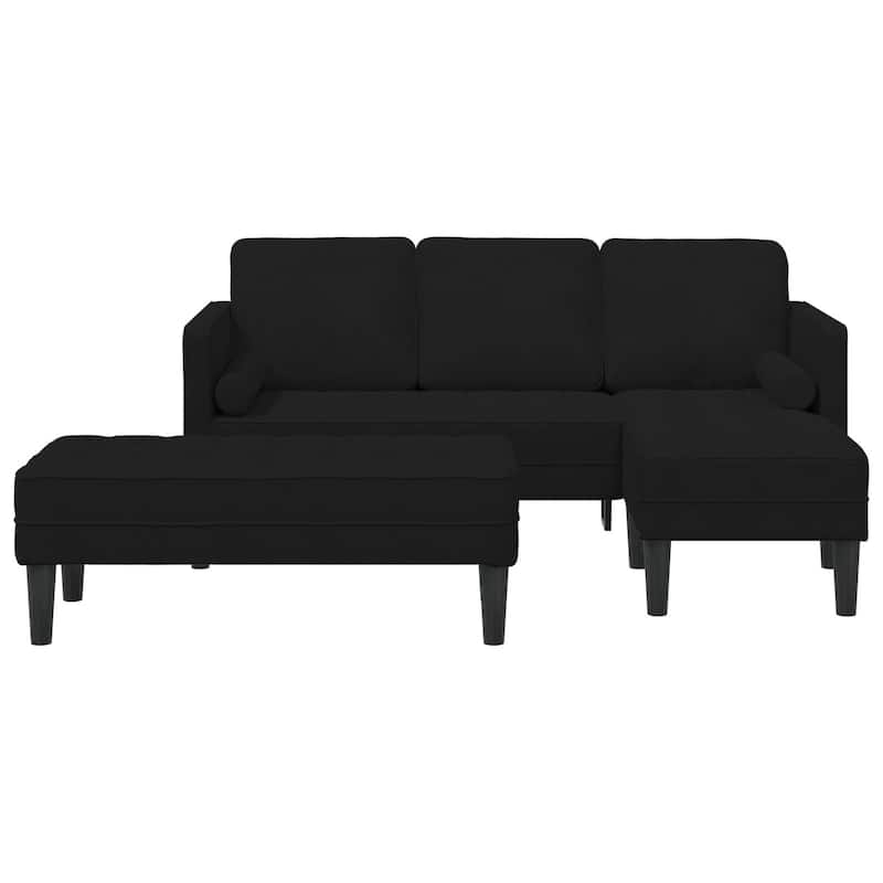 vidaXL Garden Sofa L-Shaped Black/Dark Grey/Light Grey Velvet - 68.1 x 51.6 x 26.4