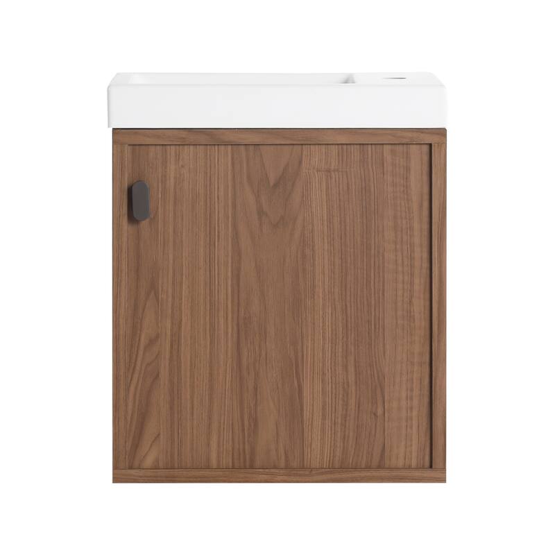GDFStudio - Helsinki 18.5" Modern Wall-Mounted Bathroom Vanity Set with Resin Sink, Soft Closing Door & Antirust Hardware