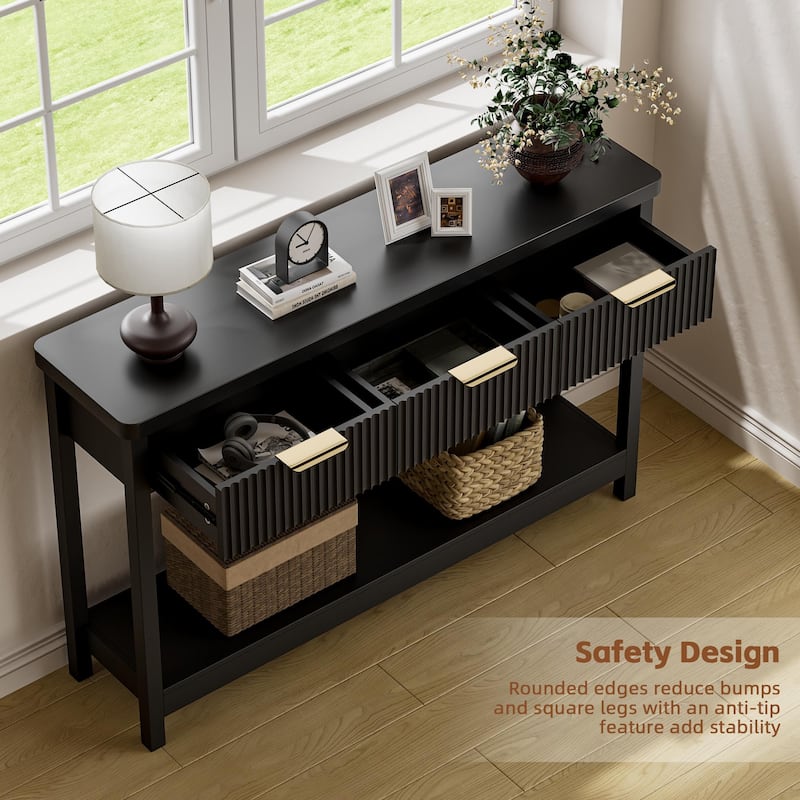 51"Wood Console Sofa Table with 3 Drawers for Living Room