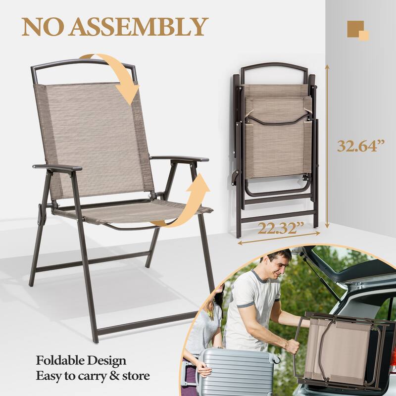 Set of 4 Patio Folding Chairs 4-Pack Dining Chairs