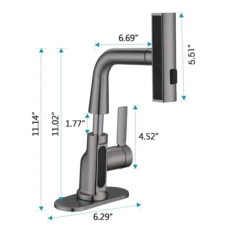 LED Temperature Display Bathroom Faucet with Pull Out Sprayer