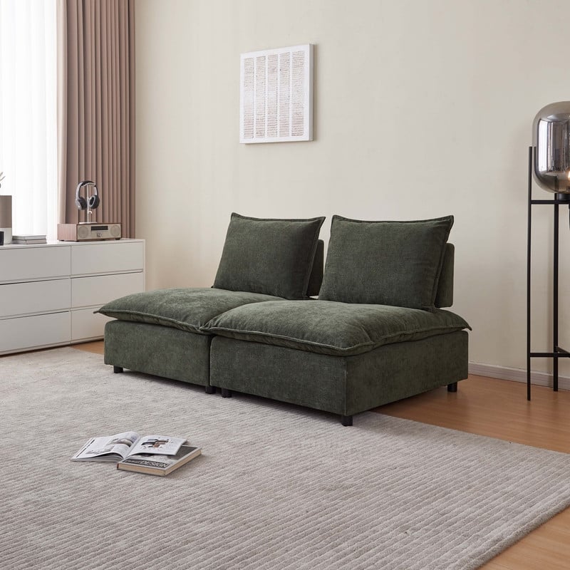 Armless Super Soft Chenille Modular Sofa Design (2 & 3 Seater)