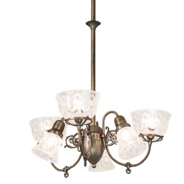 slide 2 of 4, Meyda Tiffany 253212 Revival Gas and Electric 6 Light 27" Wide Antique Brass