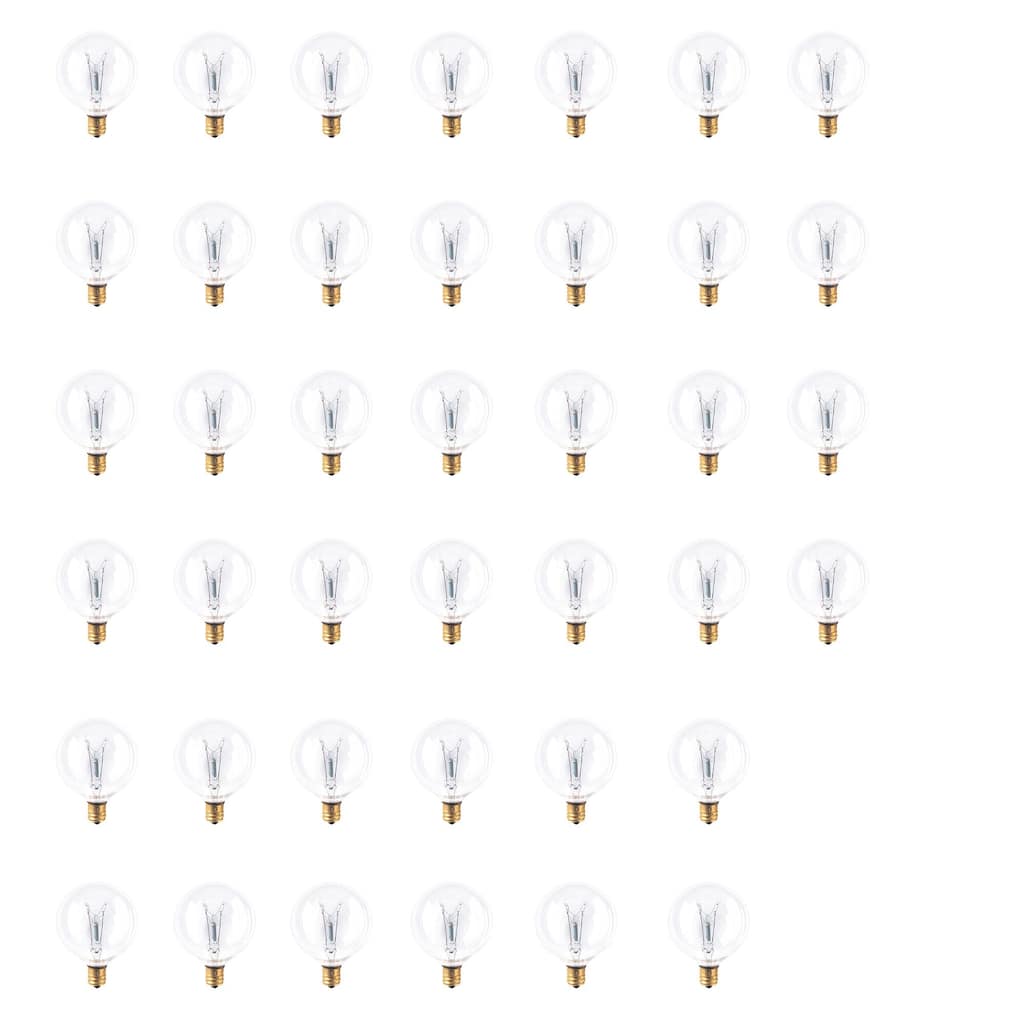 Bulbrite Pack of (40) 15 Watt Dimmable Clear G16.5 Incandescent Light Bulbs with Candelabra (E12) Base, 2700K Warm White Light