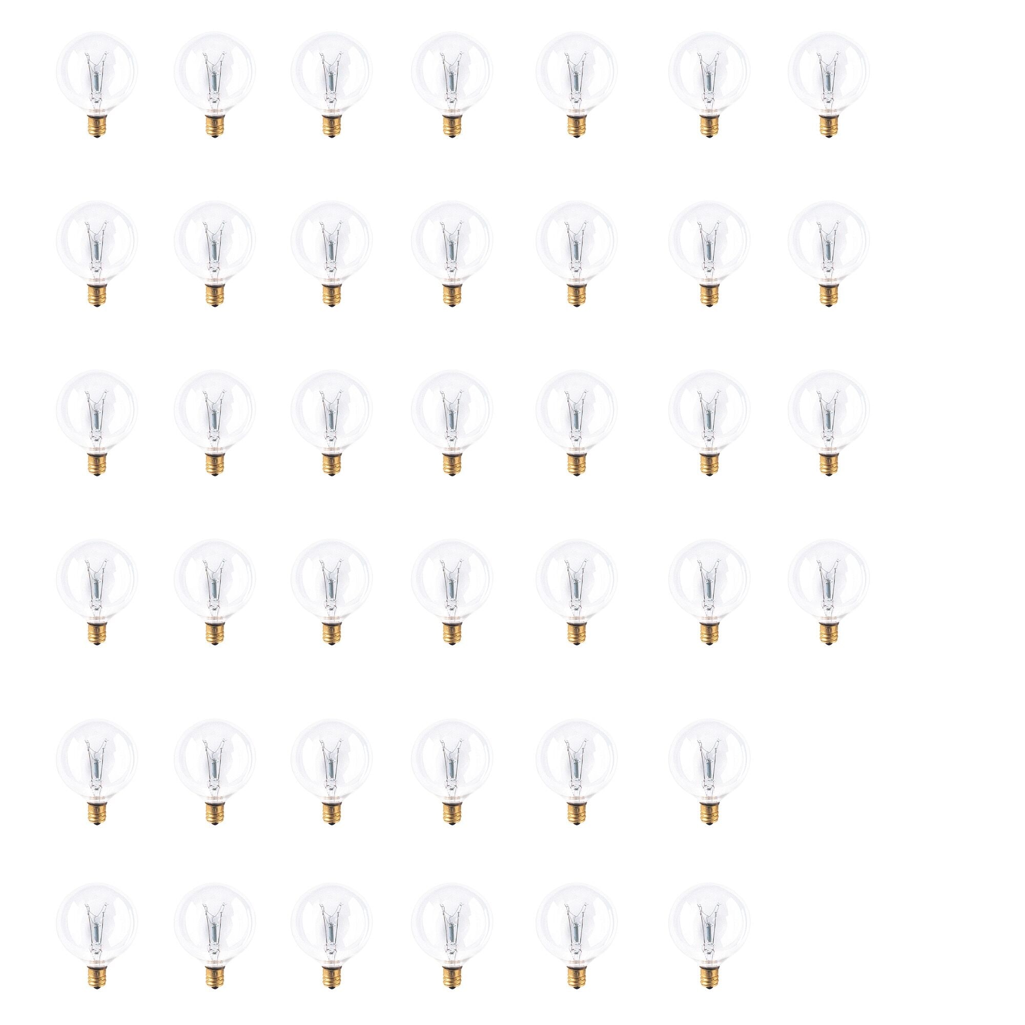 Bulbrite Pack of (40) 15 Watt Dimmable Clear G16.5 Incandescent Light Bulbs with Candelabra (E12) Base, 2700K Warm White Light