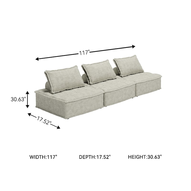 Signature Design by Ashley Bales Gray 3-Piece Modular Seating - 117"W x 39"D x 28"H