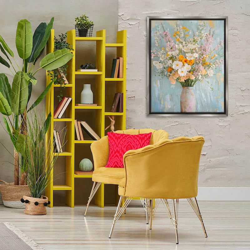 Stupell Orange & White Flower Arrangement Framed Floater Canvas Wall Art Design By Franklyn Gregory