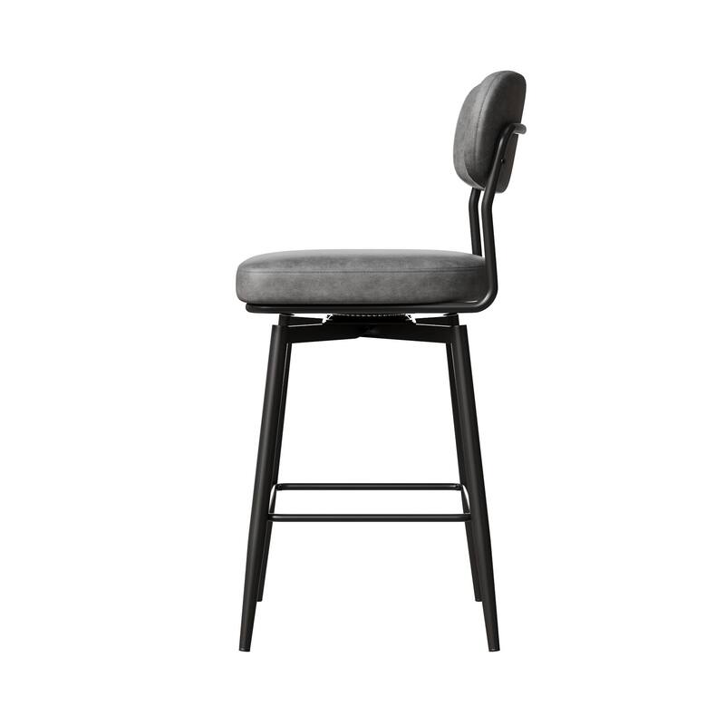 GDFStudio - Brayden Swivel Ergonomic PU Leather Upholstered Bar Stool Set, 360 Degree Rotation & Iron Brackets, Set of 2