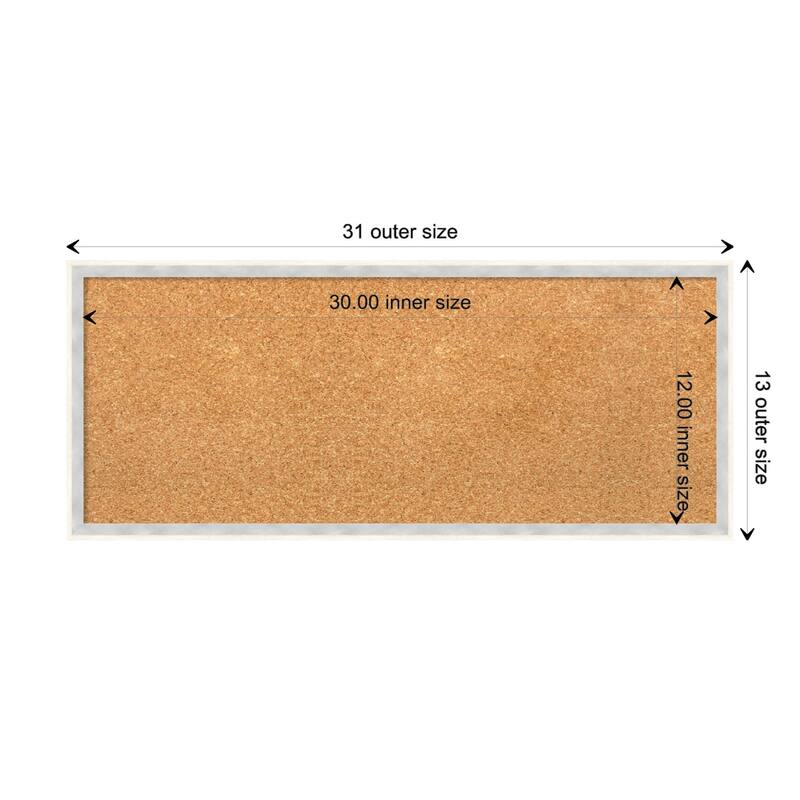 Paige Wood Framed Natural Corkboard Bulletin Board - Paige White Silver - Board Size 30x12
