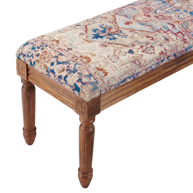 55.5 in. Multi-Color Upholstered Accent Bench with Solid Wood Frame