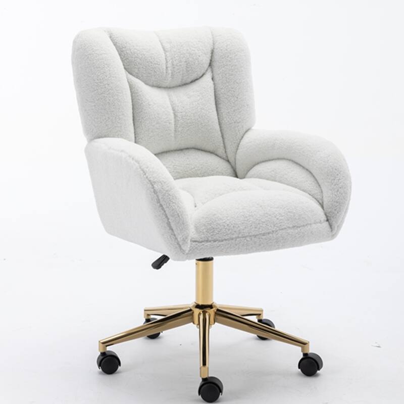 360 Swivel Fabric Home Office Chair With Gold Metal Base