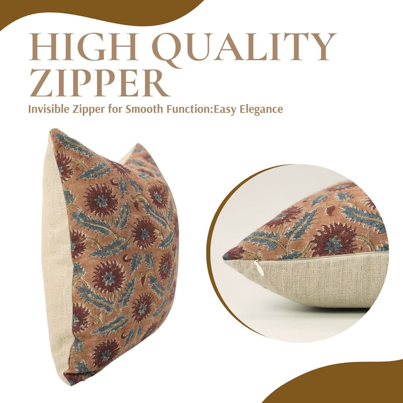Fabdivine Handmade Block Print Brown Heavy Linen Fabric Perfect for Home or Room Décor Throw Accent Pillow Cover