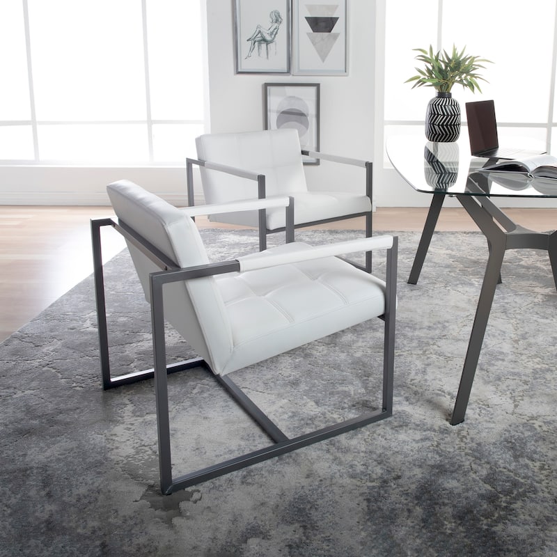 Studio Designs Home Camber Bonded Leather and Metal Mid-century Accent Chair