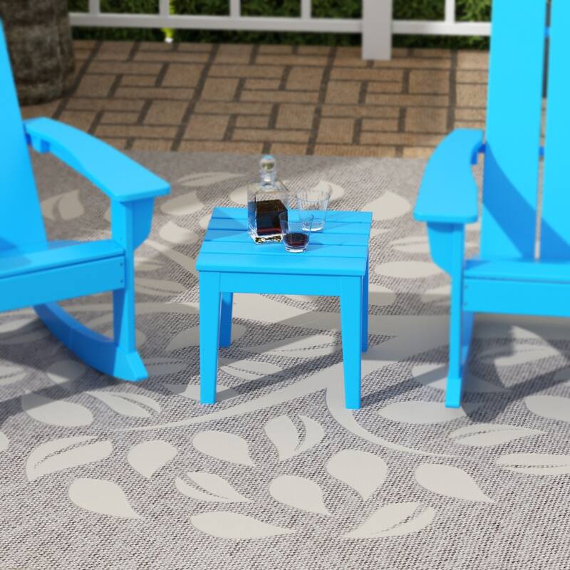 Shoreside HDPE Eco-Friendly All Weather Square Modern 18" Side Table - Pacific Blue