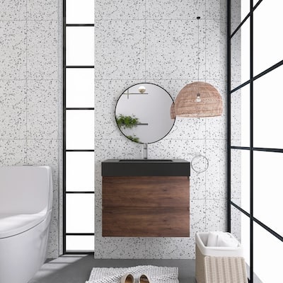 Single Sink Floating Bath Vanity in with Premium Engineered Stone Top