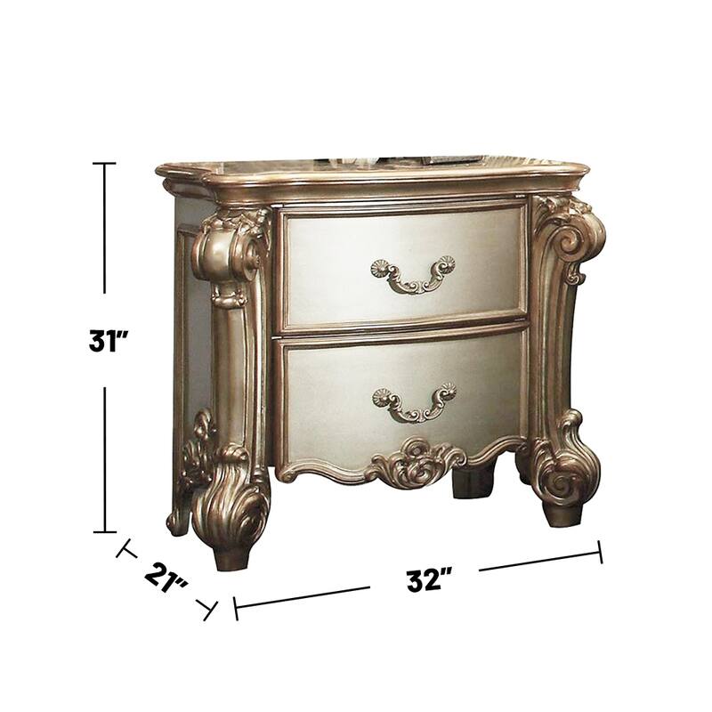 2 Drawers Wooden Nightstand