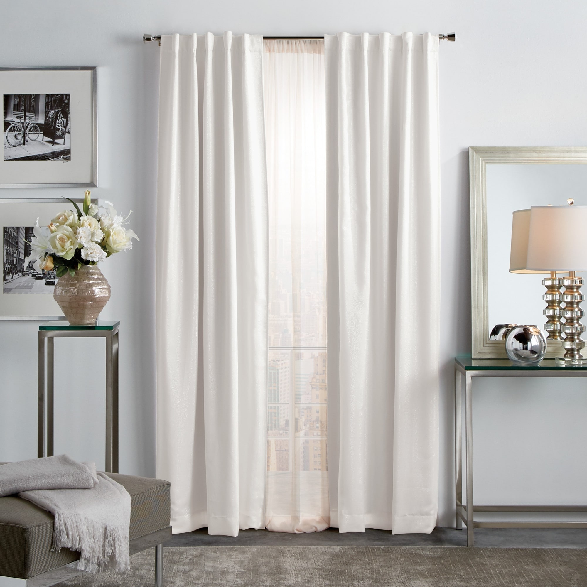 Martha Stewart Park Avenue Metallic Blackout Curtain Panel Pair Overstock 31927982