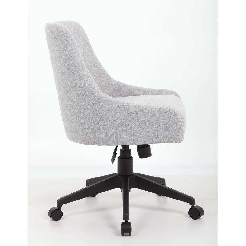 Boki Swivel Desk Chair, Light Gray Poly-Linen, Padded Curved Back