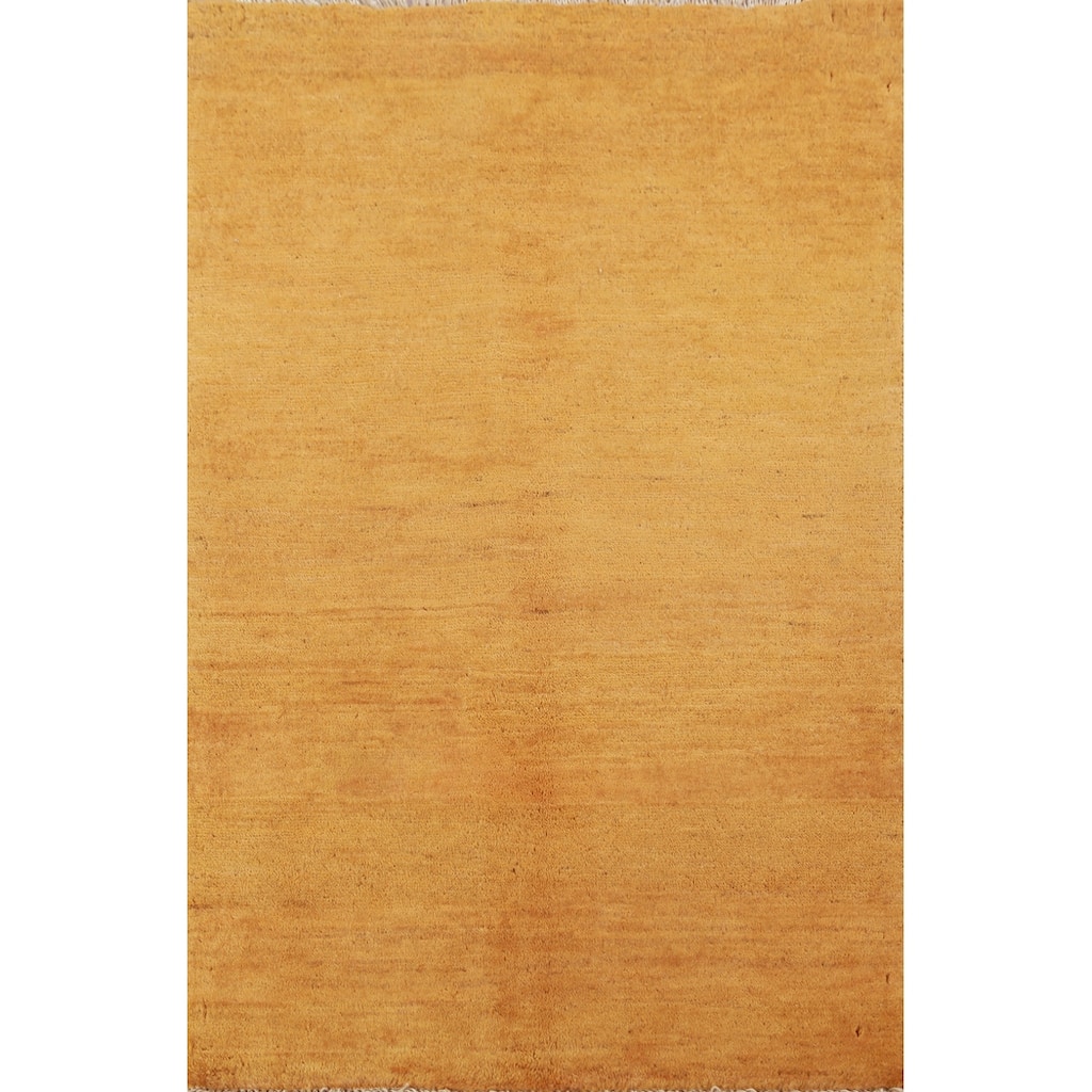 Yellow Modern Gabbeh Oriental Accent Rug Handmade Wool Carpet - 2'7" x 3'11"