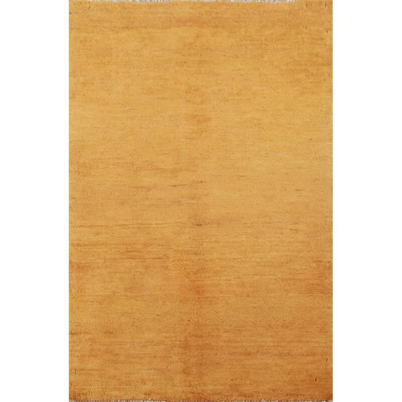 Yellow Modern Gabbeh Oriental Accent Rug Handmade Wool Carpet - 2'7" x 3'11"